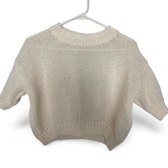 Crew Neck Pullover Knit Sweater For Women, Hollow Out Solid Color Versatile - Picture 3 of 5